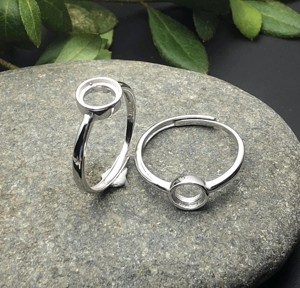 Handmade 925 Silver 10mm Round Cup <b>Blank</b> Bezel Adjustable <b>Ring</b> Cabochon Base Setting Resin Filling DIY Keepsake Jewelry Findings - Product Image 1