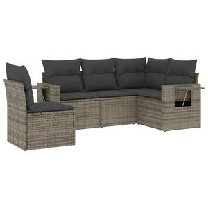 Grey PE Rattan Garden <b>Sofa</b> <b>Set</b> With Cushioned Seats Durable Outdoor Furniture Contemporary Design - Product Image 4
