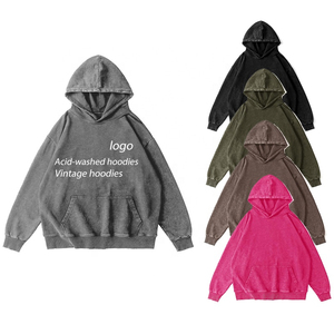 Sweat-shirts Street Fashion à Capuche Épais Personnalisables avec Logo Imprimé 100% Coton Délavé Anti-Rétrécissement Unisexe Uni Coupe Oversize Automne - Product Image 1