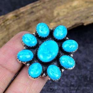 Anillo de Flor de Turquesa Kingman Hecho a Mano, Plata de Ley Vintage, Joyería Boho con Piedras Preciosas, Regalo Nupcial Único - Product Image 5