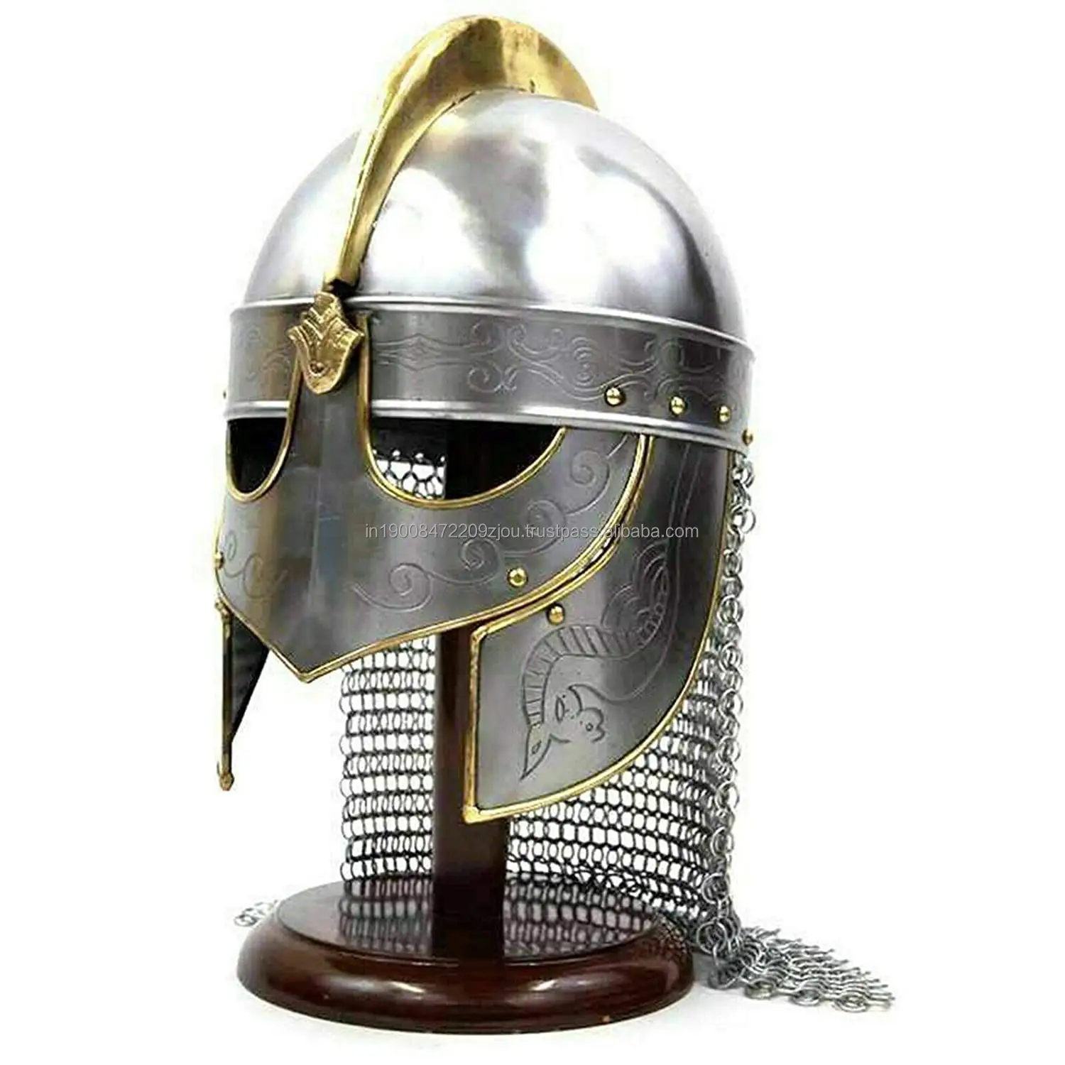 수제 킹 늑대 갑옷 헬멧 실버 마감 | 중세 금속 기사 헬멧 | 성인용 착용 가능 | 중세