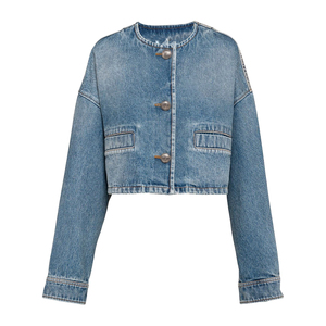 Women's Plus Size Loose Fit Classic Blouson Style <b>Denim</b> <b>Jacket</b> Breathable <b>Lightweight</b> Casual Blue Washed Cotton Outerwear - Product Image 6