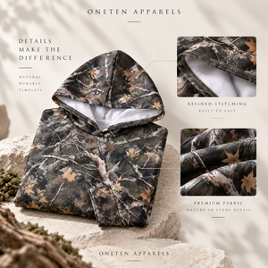 Sudadera con Capucha de Invierno de Alta Calidad con Estampado de Hoja de Arce Camuflada, Tejida y Bordada, Ecológica, para Hombre y Mujer - Product Image 3