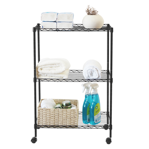 Carrello Multiuso a 3 Ripiani Cromato, Scaffalatura in Metallo e Plastica Pieghevole e Smontabile per Organizzazione di Casa, Cucina e Bagno - Product Image 4