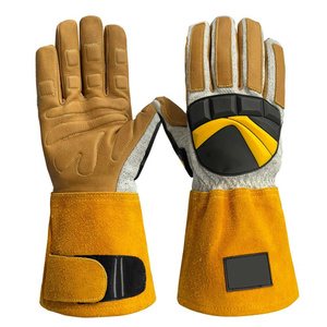 Gants de travail en cuir de chèvre et croûte de vache pour hommes, avec logo personnalisé, certifiés CE, haute qualité, pour soudage TIG - Product Image 1