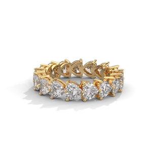 Yellow <b>Gold</b> Eternity Diamond <b>Ring</b> Oval Round Pear Cut Channel <b>Set</b> Band for Wedding Anniversary Gift - Product Image 4