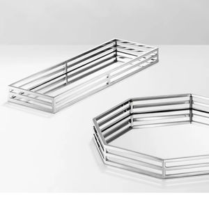 Modern Metal <b>Mirror</b> Serving Tray Luxury Vanity Display <b>Plate</b> For Perfume <b>Candle</b> Jewelry Home Decor - Product Image 1