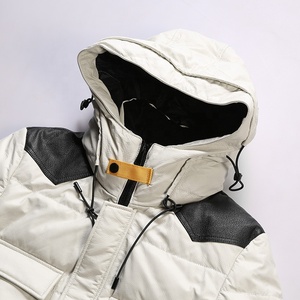 <b>Men's</b> <b>Cream</b> Winter <b>Jacket</b> Full Sleeve Windproof Hooded with Pockets Left Sleeve Logo leather motor <b>jacket</b> <b>Men's</b> all seasons - Product Image 3
