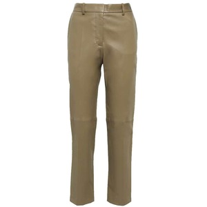 Pantalon en cuir décontracté pour femme de haute qualité, élégant et respirant, avec design plat sur le devant et logo – Pantalon en cuir pour femme - Product Image 1