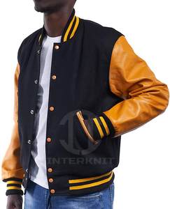 Custom Men's Varsity <b>Jacket</b> 400GSM Wool Body <b>Real</b> <b>Leather</b> Sleeves Chenille Embroidery Letterman <b>Jackets</b> - Product Image 3