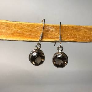 Pendientes de Cuarzo Ahumado Facetado, Plata de Ley 925, Hechos a Mano, Piedra Oscura, Joyería de Gemas, Regalo para Mujer - Product Image 3