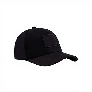 Casquette de baseball noire à 6 panneaux en coton, couleur unie, ajustée, unisexe, décontractée, avec patch frontal - Product Image 4