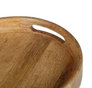 Plateau rond en bois de manguier fait main : plateau de service de 10 pouces - Product Image 5