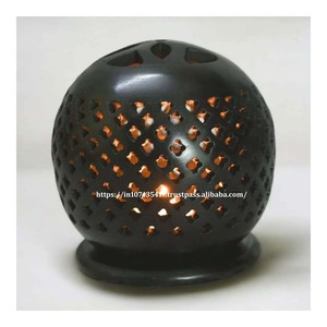 Soporte de vela de piedra negra Jali tallado a mano para regalos de Diwali y uso doméstico listo para enviar - Product Image 4