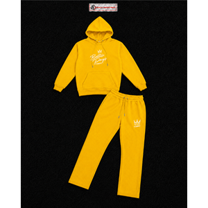 Custom <b>Yellow</b> Tracksuit Men Pullover <b>Hoodie</b> Jogger Pants Set Printed Logo Sportswear Casual Streetwear Wholesale OEM Outfit Set - Product Image 5