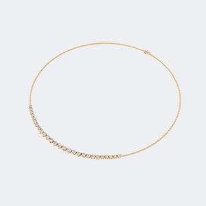 Collar con Colgante Curvo de Diamantes de Corte Redondo de 3.00CTW en Oro Sólido para Mujer, Elegante, con Engaste de Puntas, Regalo de Joyería para Aniversario - Product Image 1