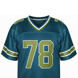 Customizable Teal American Football Jersey V-Neck Short Sleeve Sublimated Print Moisture Wicking Mesh Uniform for <b>Men</b> - Product Image 3