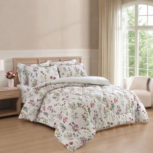 Juego de Edredón con Estampado Floral, 100% Algodón T-150, Transpirable para Todas las Estaciones, Uso Doméstico - Product Image 1