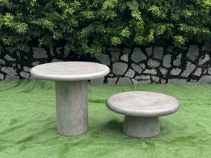 Table basse en travertin et béton moderne minimaliste faite à la main, finition pierre, table centrale de salon avec base sculptée - Product Image 5