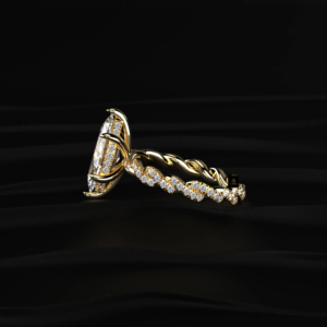 Anillo de compromiso con diamante de corte marquesa cultivado en laboratorio, pavé retorcido, certificado IGI, de color D a F, 2.00 ct central, 0.25 ct laterales, 2.25 ct radiante. - Product Image 2