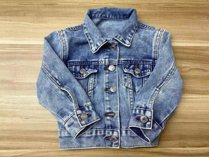 Veste en jean bleu clair à manches longues pour enfants, vêtements d'hiver en laine avec col rabattu et poches, vêtements en jean pour bébés garçons - Product Image 2