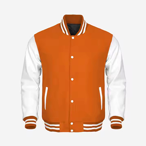 College Letterman Baseball <b>Jacket</b> Varsity Style White <b>Leather</b> Sleeves Purple Wool Body Size X-Large Stand Collar <b>Winter</b> Pattern - Product Image 6