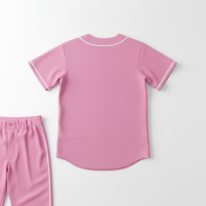 Styliro <b>Baseball</b> Jersey Unisex Adult Short Sleeve Pink Tackle Twill Print Breathable Regular Fit All Seasons - Product Image 5