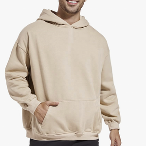 Sweat à capuche homme épais 100% coton surdimensionné épaules tombantes 380 grammes ODM tissu polaire sweat hiver poche marque personnalisée - Product Image 1