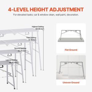 Piattaforma di Lavoro Regolabile a 4 Livelli, Portatile, Capacità di Carico 400 kg, Scala Pieghevole in Acciaio per Ponteggi - Product Image 4