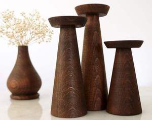 Handmade Wooden Round <b>Candle</b> Holder for Dining Table Decoration with Elegant Design and High Quality Solid Wood Material - Product Image 4