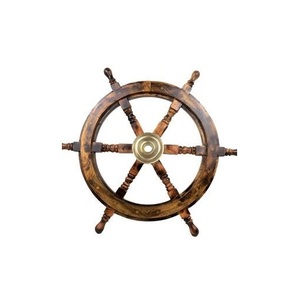 Rueda de Barco de Madera, Adorno Náutico, Creado para Complementar Residencias Costeras con un Auténtico Carácter Náutico - Product Image 4