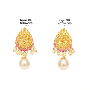 Nagas 18K Gold Plated Luxury Zircon Pearl Earring Set - Product Image 2