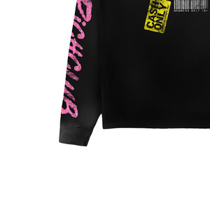 Men's Long <b>Sleeve</b> <b>Crop</b> <b>Top</b> Oversized <b>Black</b> Glitter Print Rhinestone Streetwear O-Neck Jersey Shirt - Product Image 4