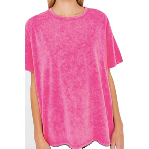 Nouvelle collection de t-shirts décontractés pour femmes en matière douce, effet délavé personnalisé, par le fabricant Fashion. - Product Image 5