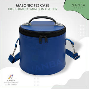 Estuche de Lujo para Gorra Masónica Bordada a Máquina, Caja de Almacenamiento y Exhibición de Imitación de Cuero, Cierre de Cremallera Azul, Ecológico - Product Image 4