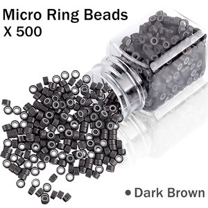 Kit d'outils pour extensions capillaires 500 pièces, perles micro-anneaux brun foncé avec pince à micro-perles, aiguille à crochet et boucle de tirage, 4 en plastique - Product Image 4