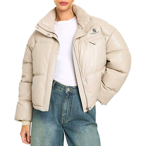 Veste matelassée d'extérieur pour femmes, chaude pour l'hiver, avec capuche, rembourrée, coupe-vent, couleur unie, légère, nouvelle qualité, logo personnalisé - Product Image 5