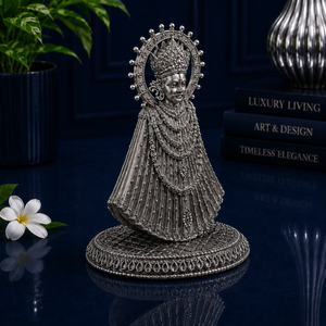 Jaipur Metals 999 Oxidised Silver Plated Khatu Shyam Idol | 100% Brass Handcrafted <b>Religious</b> <b>Statue</b> | Home Office Pooja Gift | - Product Image 5
