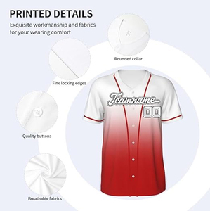 เสื้อเบสบอลออกแบบเองคุณภาพสูง ระบายอากาศได้ดี ต้านเชื้อแบคทีเรีย แห้งเร็ว ผ้าฝ้าย 100% แขนสั้น หลายสี สำหรับทีม - Product Image 5