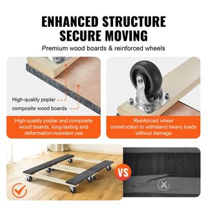 2 Confezioni di Carrelli per Mobili Resistenti con Capacità di Carico di 450 kg, 45,7 cm x 76,2 cm, Ruote Girevoli in PP da 8 cm, Spostamobili per Mobili in Legno Duro - Product Image 4