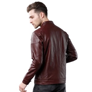 Veste en cuir PU mince et décontractée pour hommes Collection d'hiver de haute qualité Manteau à fermeture éclair sur pied Options de taille supérieure - Product Image 5