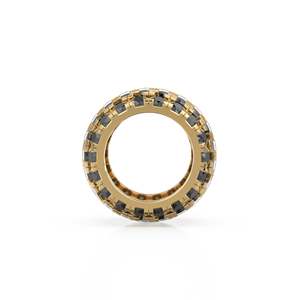 Rondelles en or massif italien 14K avec diamants noirs, breloque rondelle, diamant, breloque d'appoint, diamants sertis pavé, rondelle texturée - Product Image 5