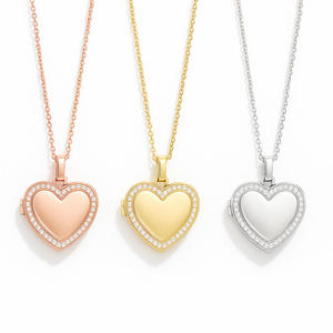 Custom Photo Mirror <b>Heart</b> <b>Locket</b> Pendant <b>Silver</b> Moissanite Necklace Keepsake Charm Gift - Product Image 1