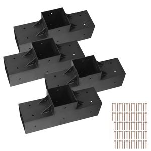 Kit de 4 Soportes en Forma de T para Pérgola, para Gazebo, Tamaño Real de 3.5x3.5 Pulgadas, con Tornillos Incluidos - Product Image 1
