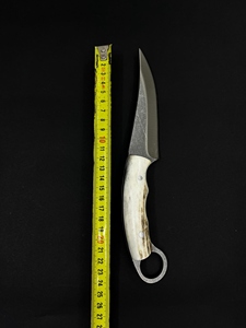 Cuchillo de Caza de Acero Inoxidable con Hoja Fija, Cuchillo de Camping con Mango de Asta de Ciervo y Funda de Cuero - Product Image 2