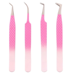 HARBOR INDUSTRY – Kit de pinces à cils en acier inoxydable dégradé rose, pointes lisses et durables, longueur 10 cm, pour extensions de cils et sourcils - Product Image 1