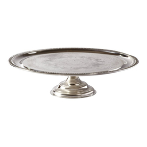 Décoration d'intérieur : Présentoir à gâteau rond vintage plaqué argent avec finition martelée et bordure perlée pour mariages et fêtes - Product Image 2