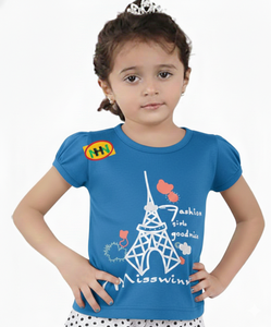 Camiseta de Verano Informal de Manga Corta Tejida 100% Algodón para Niñas, Ropa Infantil con Diseño de Oso de Dibujos Animados - Product Image 3