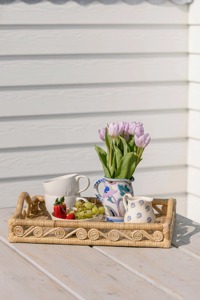 Plateau de service élégant en rotin, idéal pour le jardin, les centres de villégiature et les réceptions en plein air, tissé à la main en Inde - Product Image 5