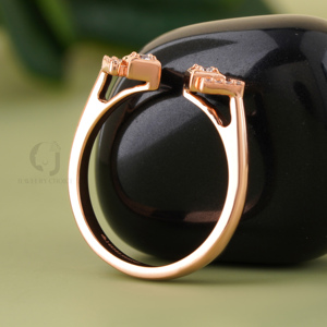 Minimalist Lab Created Diamond <b>Open</b> <b>Ring</b> 14K Rose Gold 0.15 Carat Round Brilliant VVS VS DEF Geometric Jewelry for Women Gift - Product Image 4